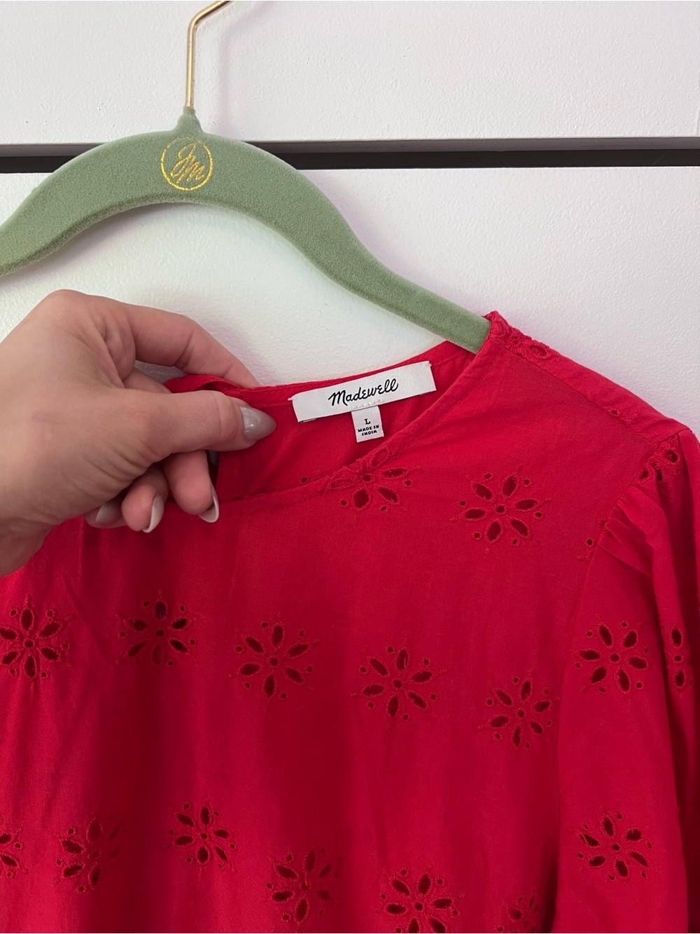 Madewell Eyelet Keyhole Peplum Top - Picture 5 of 8
